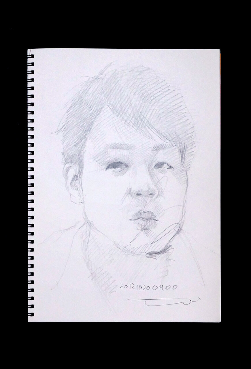 Contemporary artist SHINTAKU Tomoni's 2012/10/20 Self-portrait or pencil drawing