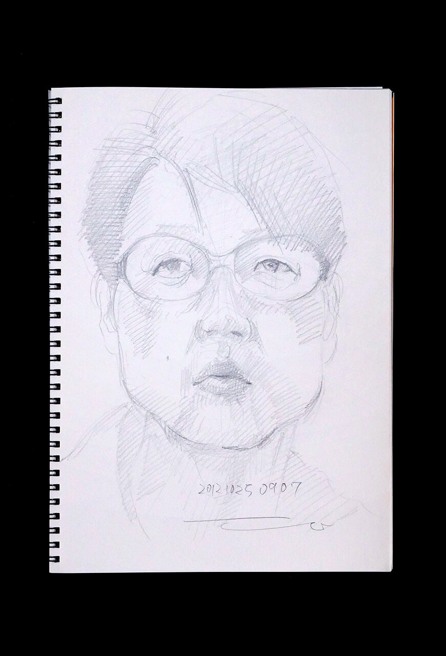 Contemporary artist SHINTAKU Tomoni's 2012/10/25 Self-portrait or pencil drawing