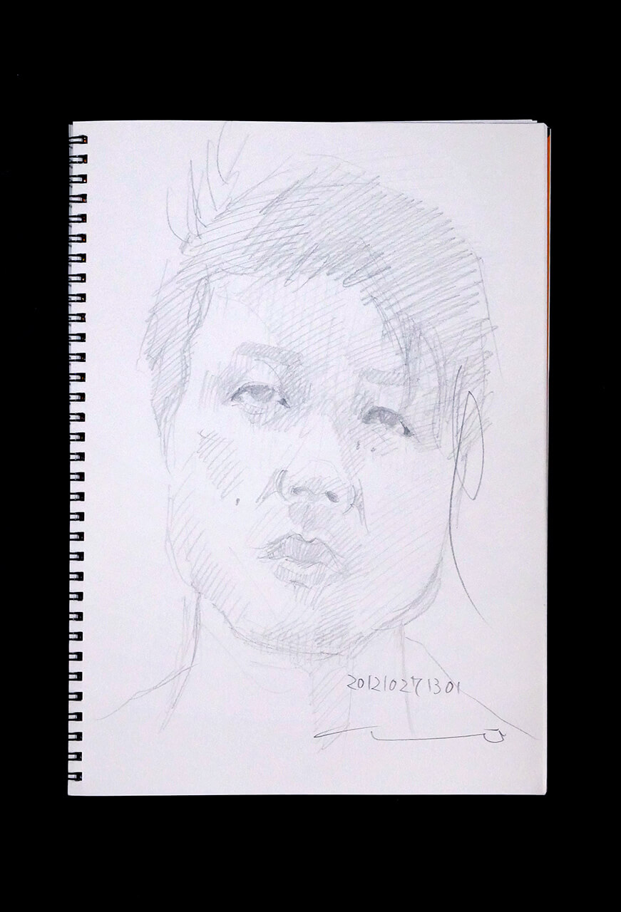 Contemporary artist SHINTAKU Tomoni's 2012/10/27 Self-portrait or pencil drawing