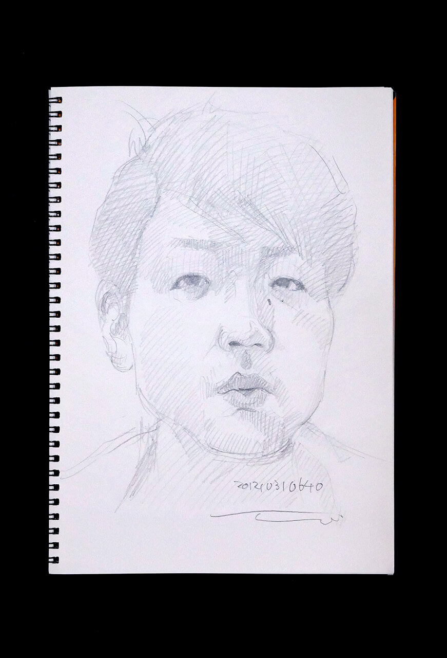 Contemporary artist SHINTAKU Tomoni's 2012/10/31 Self-portrait or pencil drawing