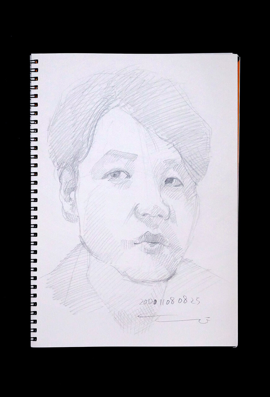 Contemporary artist SHINTAKU Tomoni's 2012/11/8 Self-portrait or pencil drawing