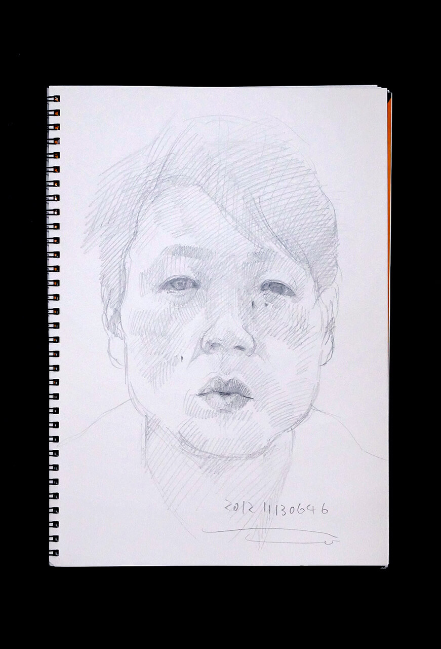 Contemporary artist SHINTAKU Tomoni's 2012/11/13 Self-portrait or pencil drawing