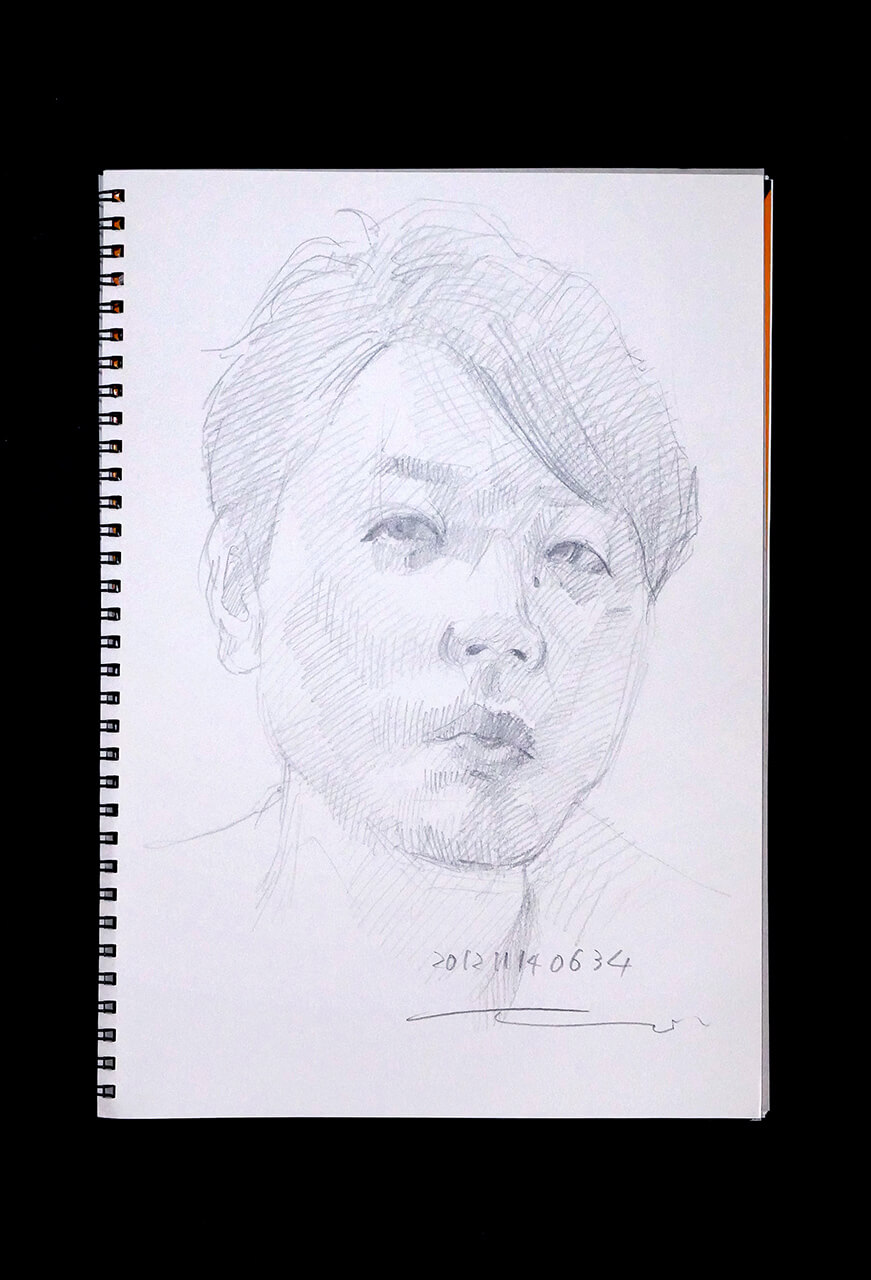 Contemporary artist SHINTAKU Tomoni's 2012/11/14 Self-portrait or pencil drawing