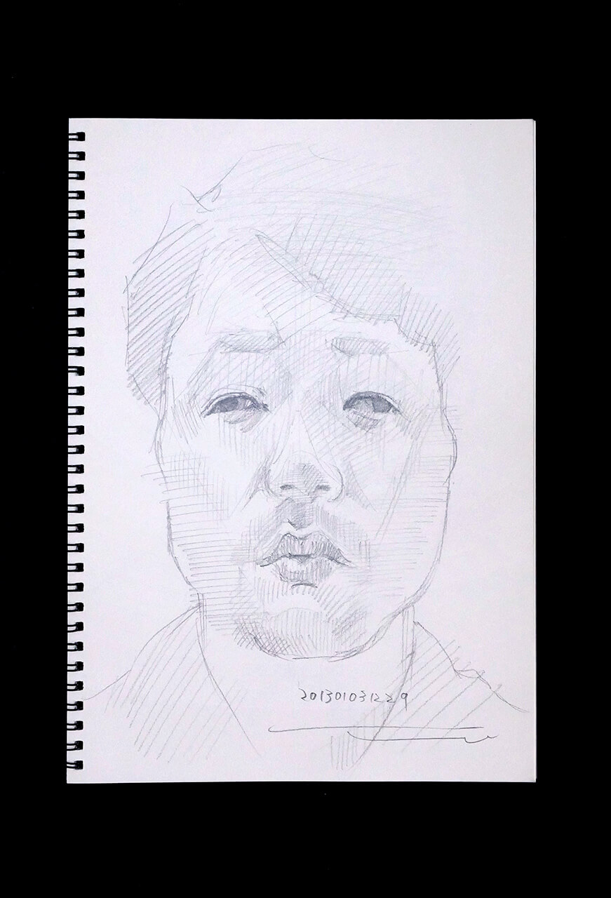 Contemporary artist SHINTAKU Tomoni's 2013/1/3 Self-portrait or pencil drawing
