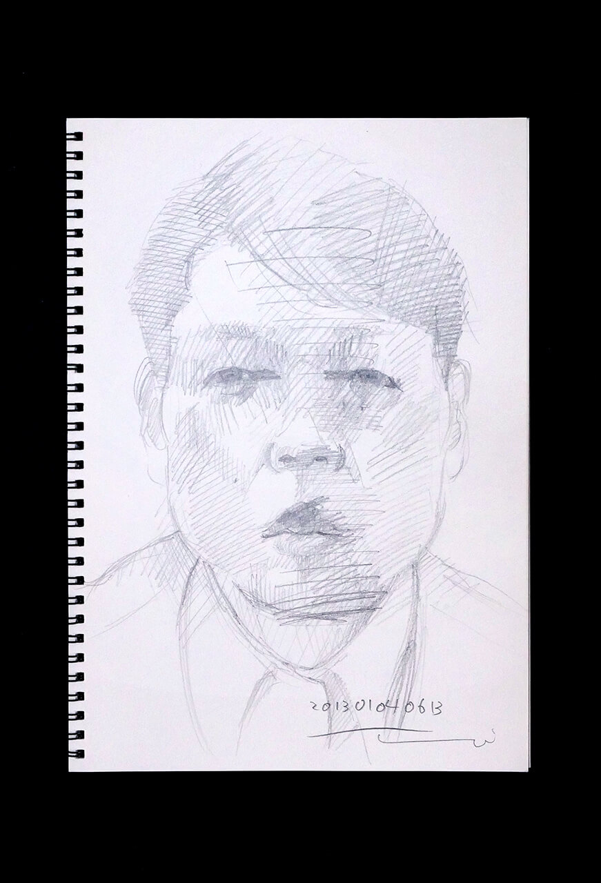 Contemporary artist SHINTAKU Tomoni's 2013/1/4 Self-portrait or pencil drawing