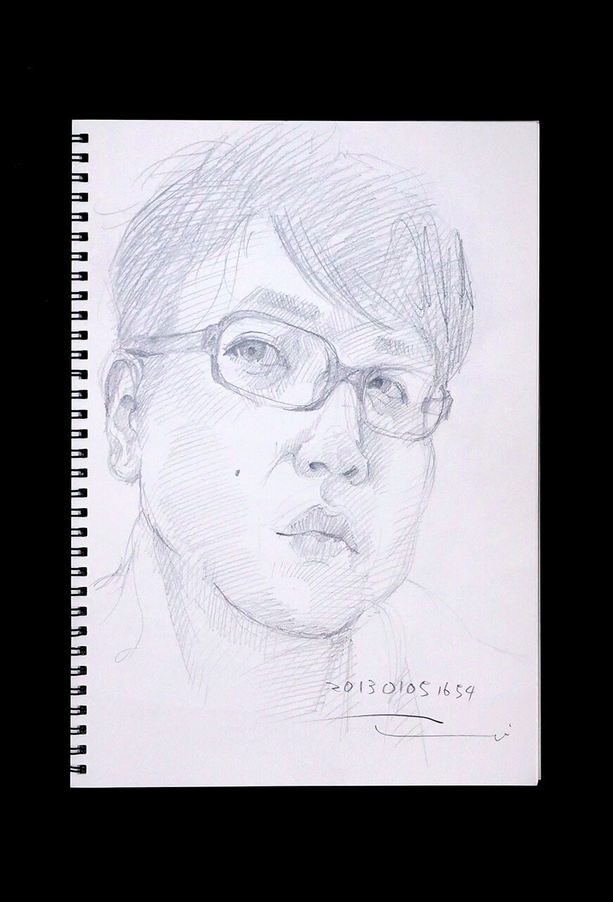 Contemporary artist SHINTAKU Tomoni's 2013/1/5 Self-portrait or pencil drawing