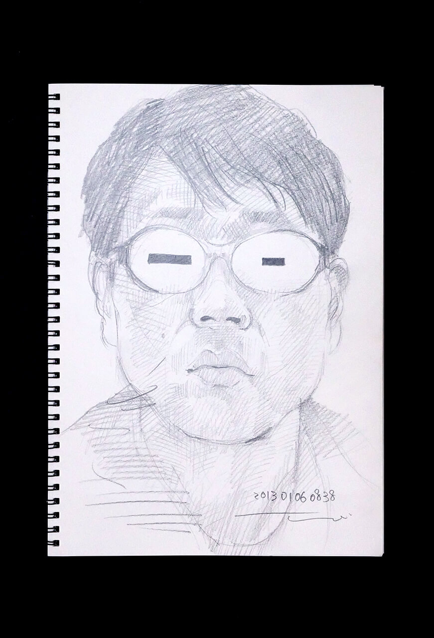 Contemporary artist SHINTAKU Tomoni's 2013/1/6 Self-portrait or pencil drawing