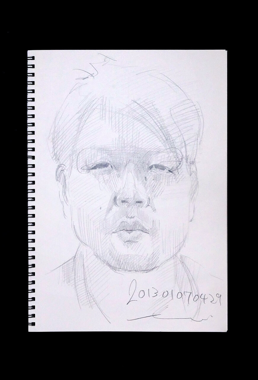 Contemporary artist SHINTAKU Tomoni's 2013/1/7 Self-portrait or pencil drawing