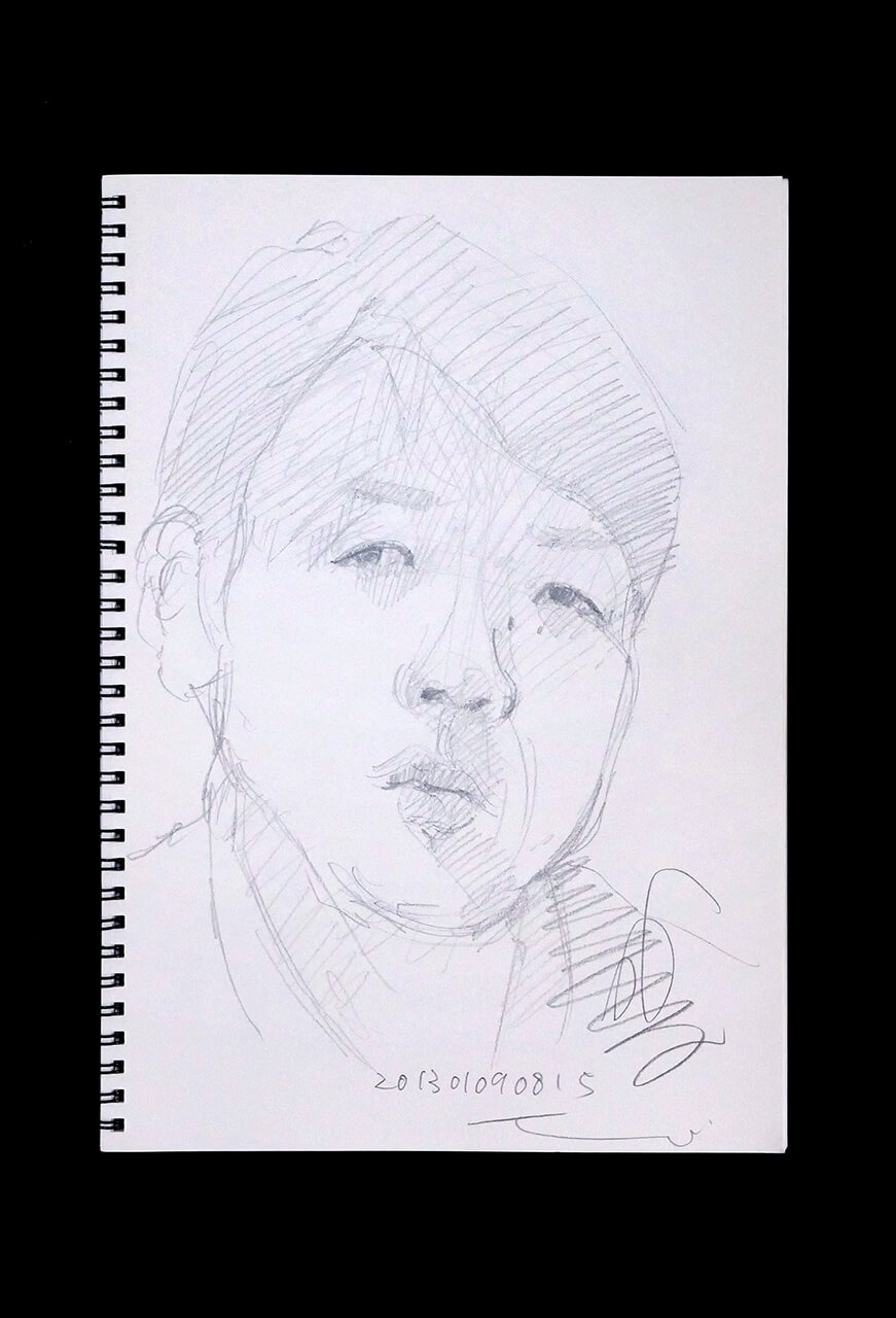 Contemporary artist SHINTAKU Tomoni's 2013/1/9 Self-portrait or pencil drawing