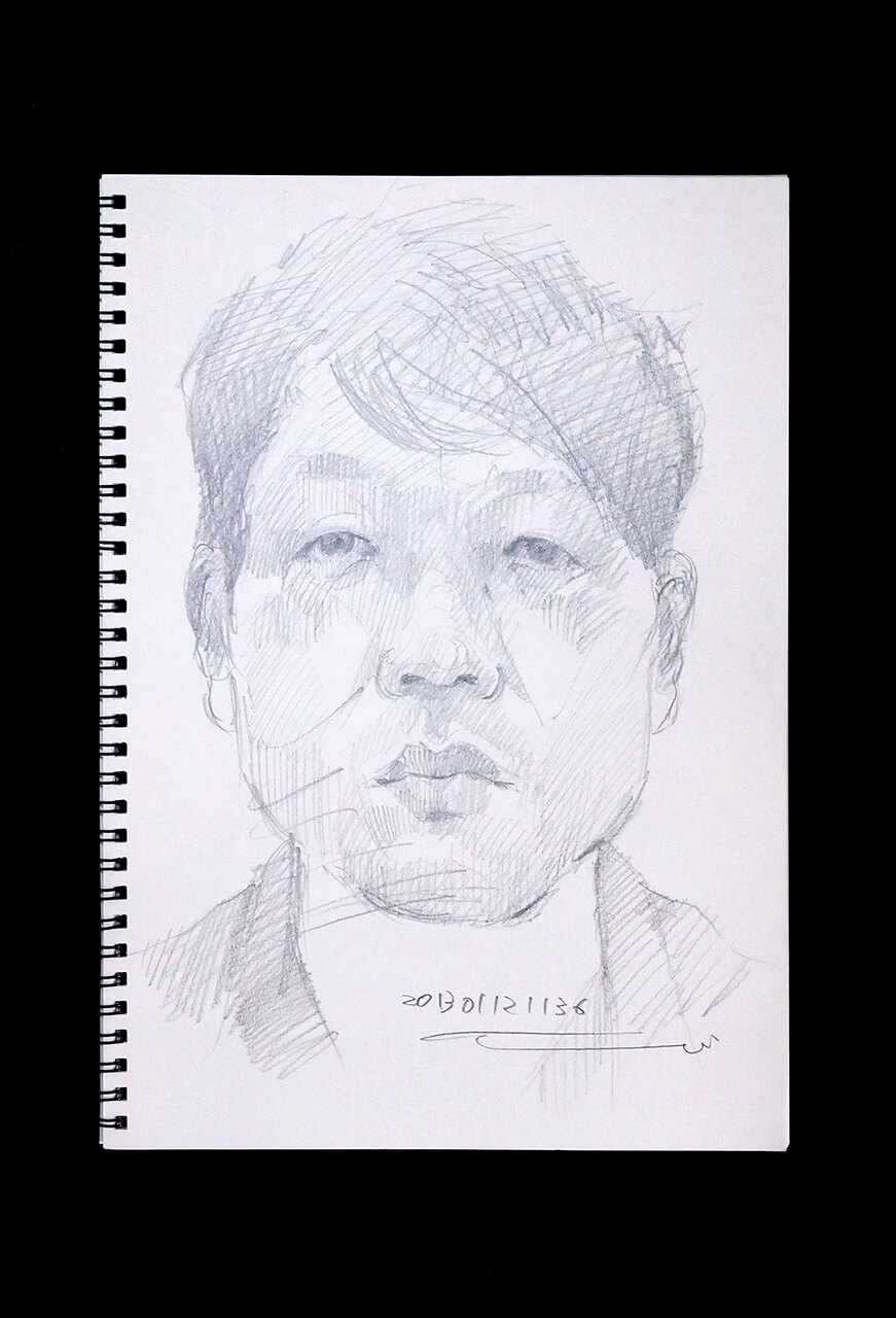 Contemporary artist SHINTAKU Tomoni's 2013/1/12 Self-portrait or pencil drawing