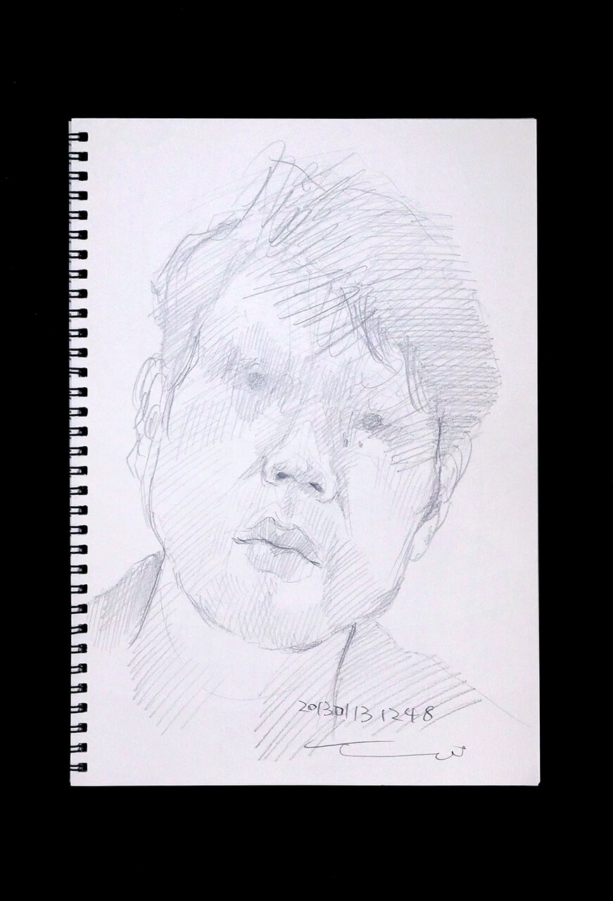 Contemporary artist SHINTAKU Tomoni's 2013/1/13 Self-portrait or pencil drawing