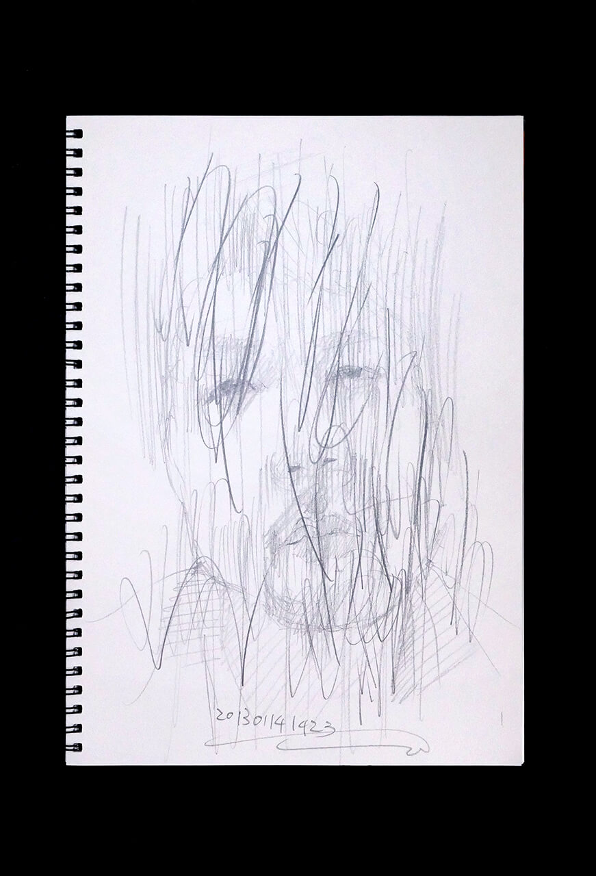 Contemporary artist SHINTAKU Tomoni's 2013/1/14 Self-portrait or pencil drawing