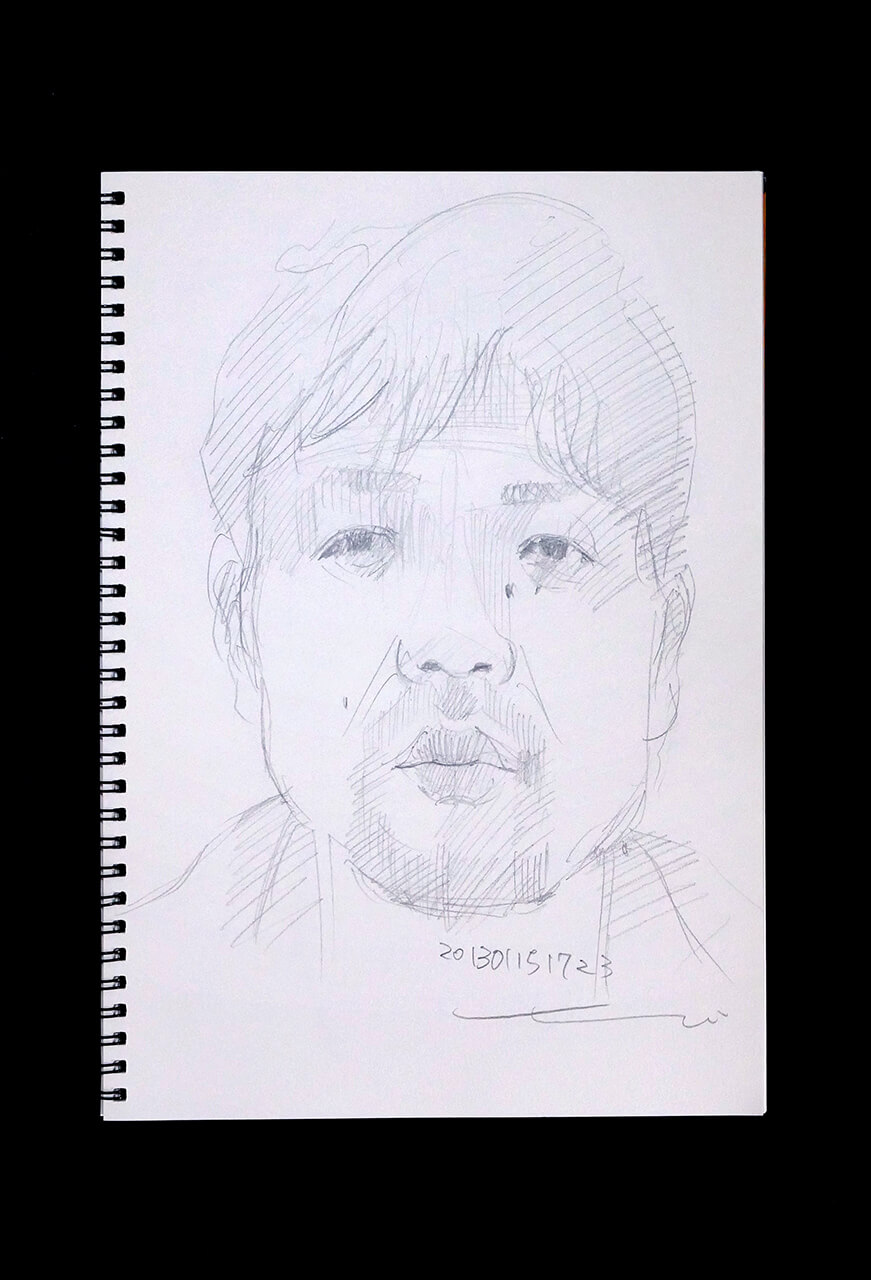 Contemporary artist SHINTAKU Tomoni's 2013/1/15 Self-portrait or pencil drawing