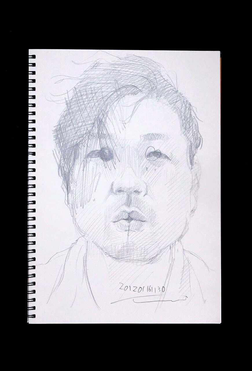 Contemporary artist SHINTAKU Tomoni's 2013/1/16 Self-portrait or pencil drawing