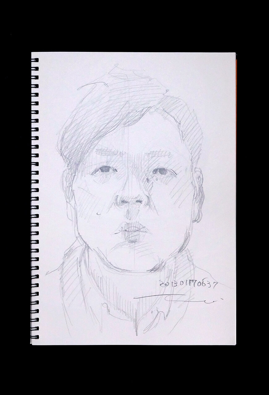 Contemporary artist SHINTAKU Tomoni's 2013/1/17 Self-portrait or pencil drawing