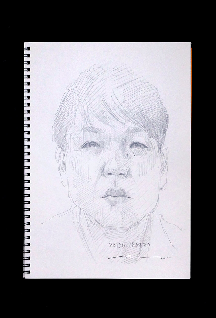 Contemporary artist SHINTAKU Tomoni's 2013/1/18 Self-portrait or pencil drawing