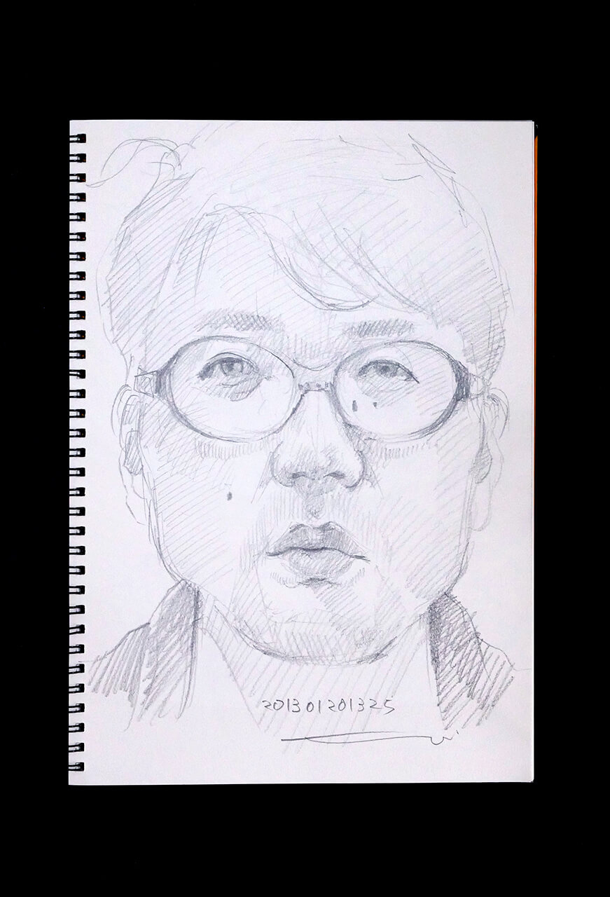Contemporary artist SHINTAKU Tomoni's 2013/1/20 Self-portrait or pencil drawing