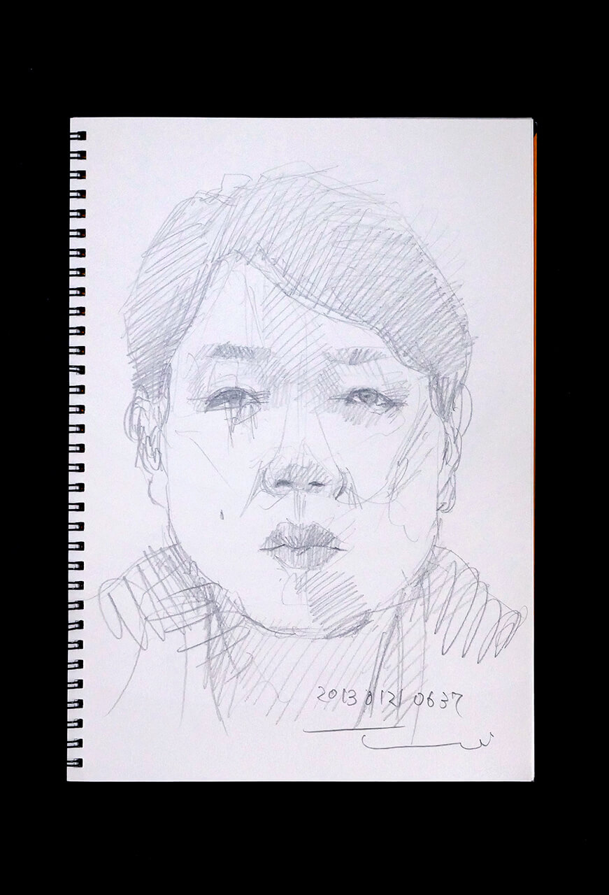 Contemporary artist SHINTAKU Tomoni's 2013/1/21 Self-portrait or pencil drawing