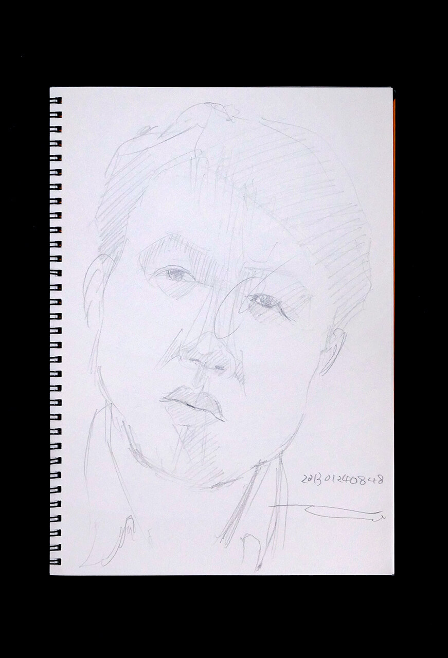 Contemporary artist SHINTAKU Tomoni's 2013/1/24 Self-portrait or pencil drawing