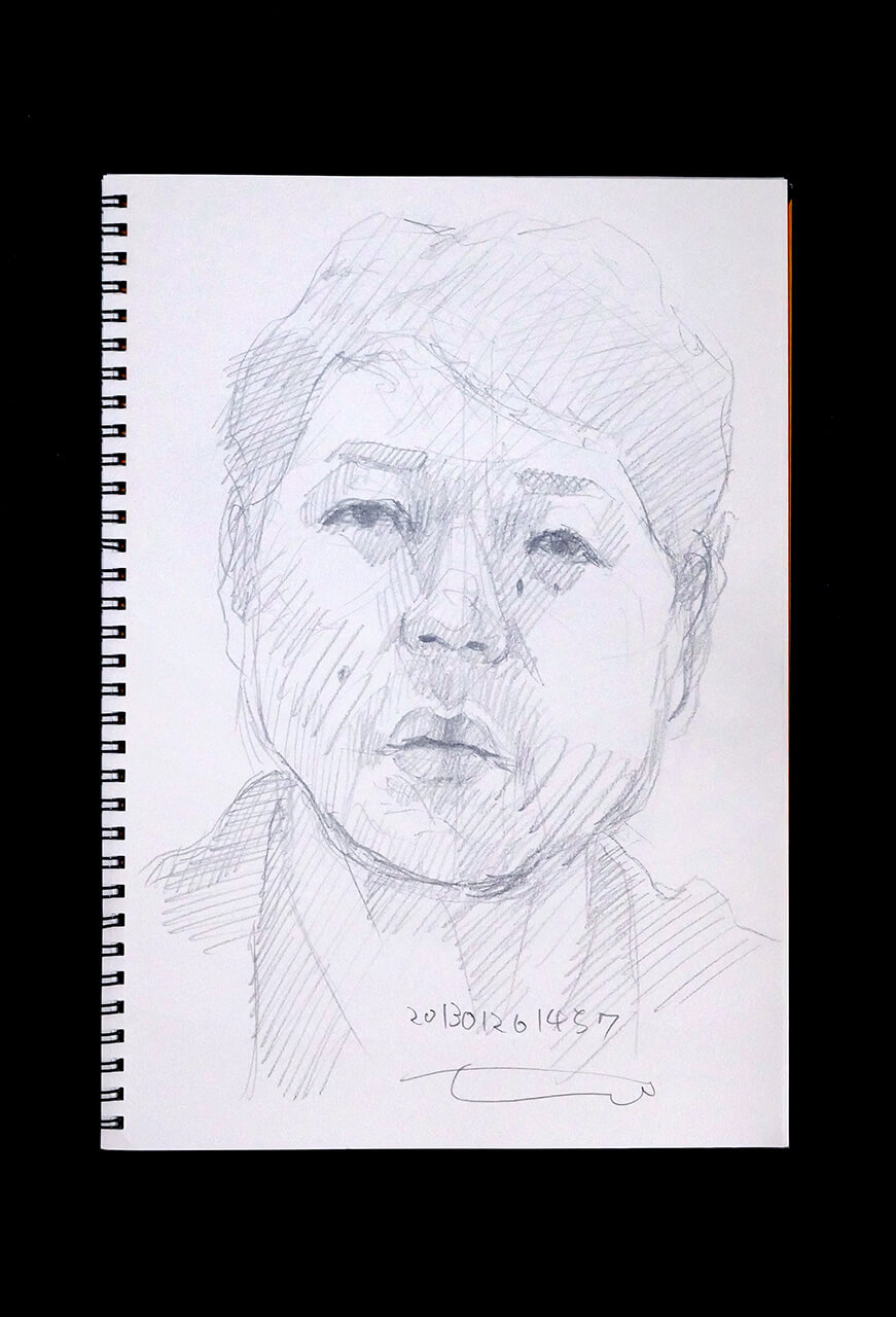 Contemporary artist SHINTAKU Tomoni's 2013/1/26 Self-portrait or pencil drawing