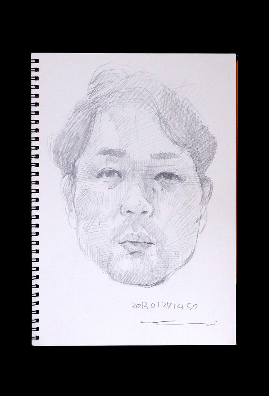 Contemporary artist SHINTAKU Tomoni's 2013/1/27 Self-portrait or pencil drawing