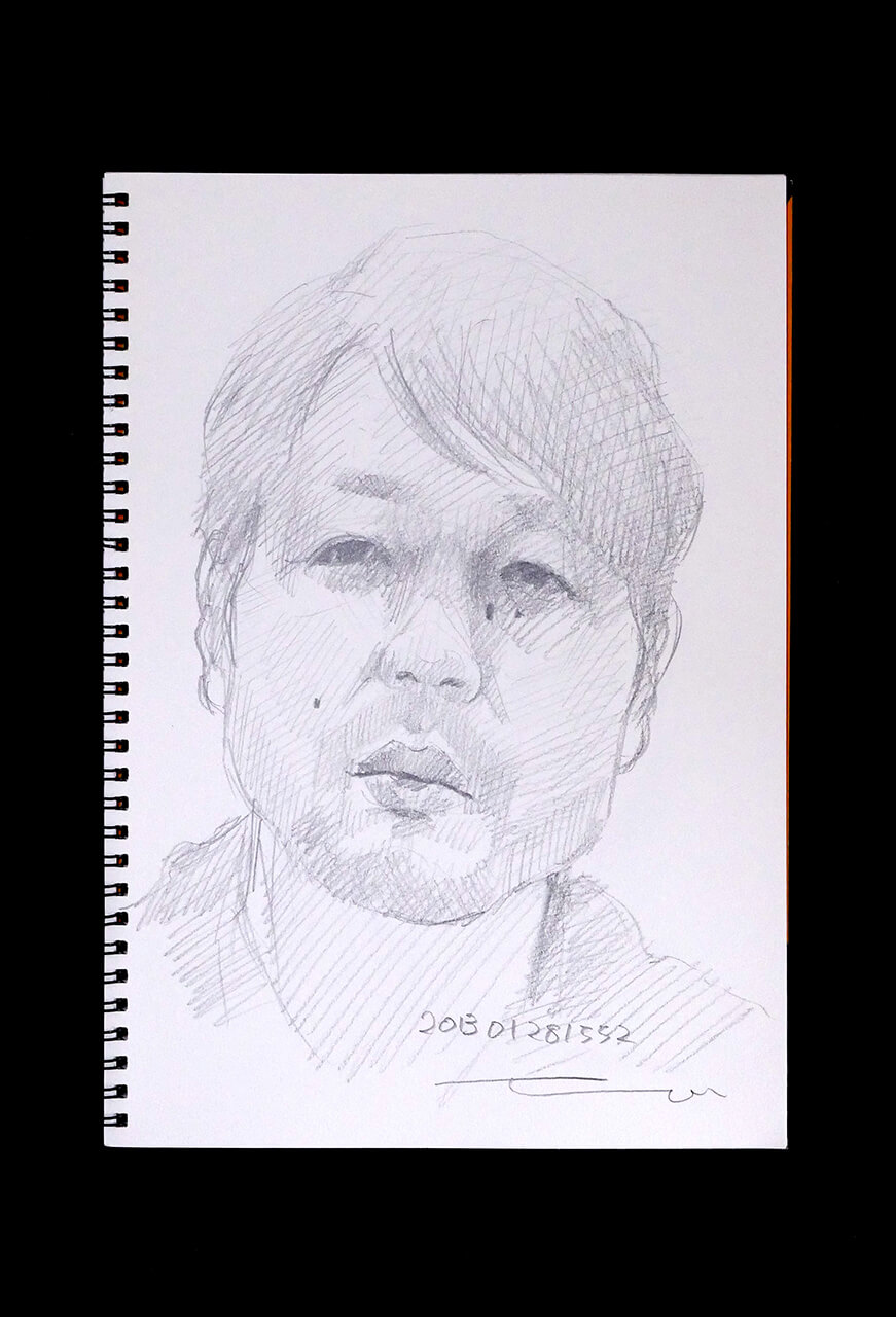 Contemporary artist SHINTAKU Tomoni's 2013/1/28 Self-portrait or pencil drawing