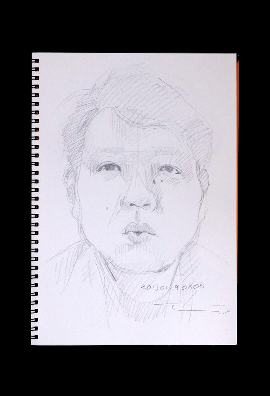 Contemporary artist SHINTAKU Tomoni's 2013/1/29 Self-portrait or pencil drawing