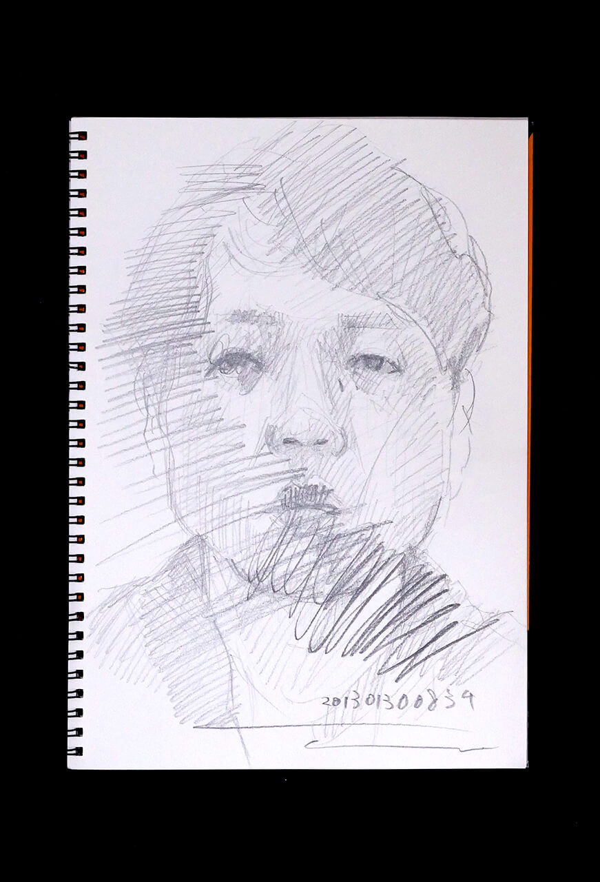 Contemporary artist SHINTAKU Tomoni's 2013/1/30 Self-portrait or pencil drawing