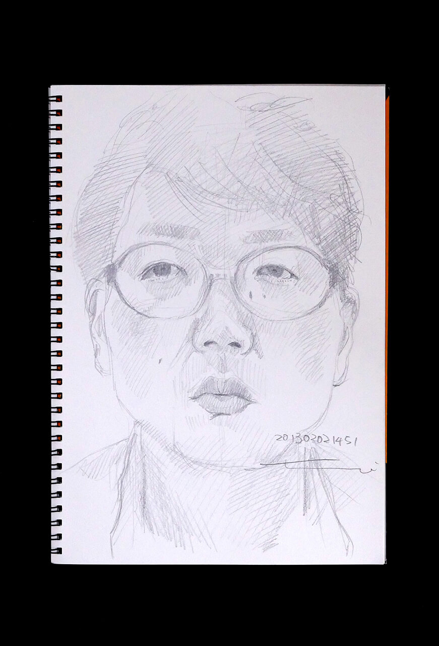 Contemporary artist SHINTAKU Tomoni's 2013/2/2 Self-portrait or pencil drawing