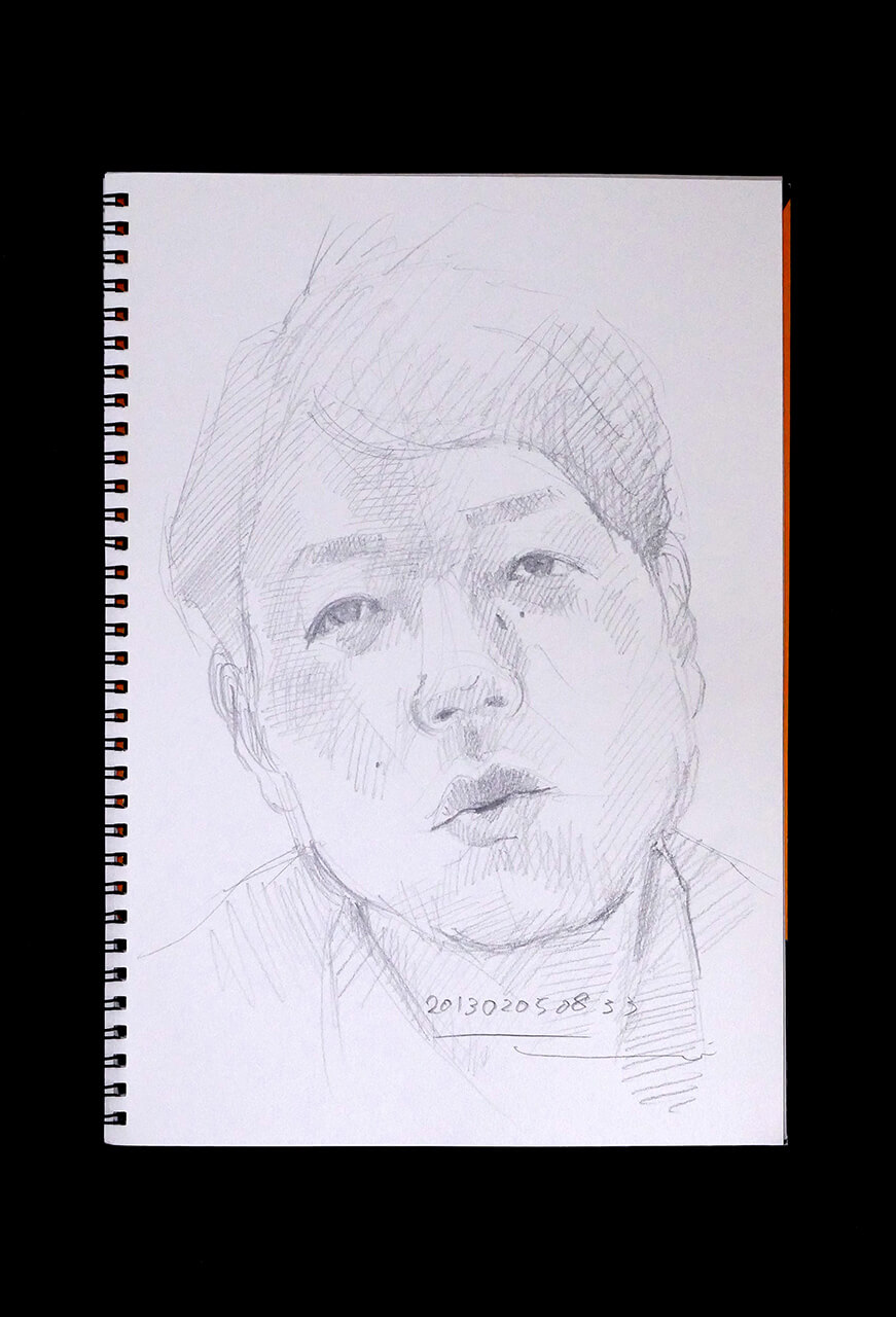 Contemporary artist SHINTAKU Tomoni's 2013/2/5 Self-portrait or pencil drawing
