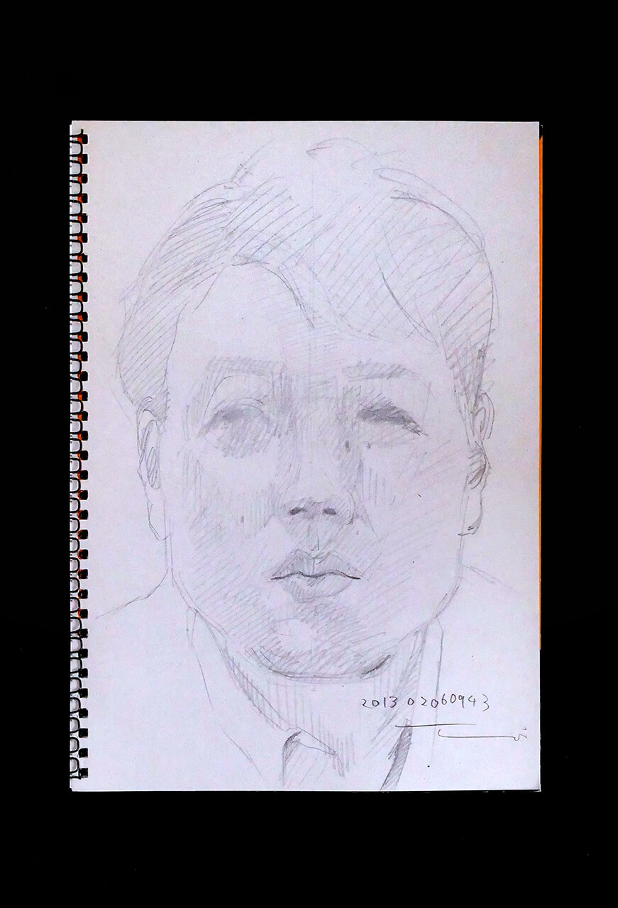 Contemporary artist SHINTAKU Tomoni's 2013/2/6 Self-portrait or pencil drawing