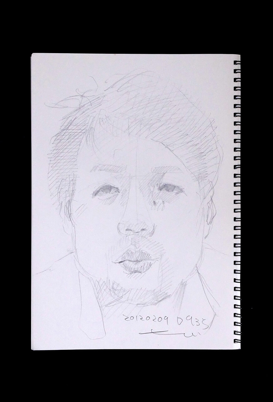 Contemporary artist SHINTAKU Tomoni's 2013/2/9 Self-portrait or pencil drawing