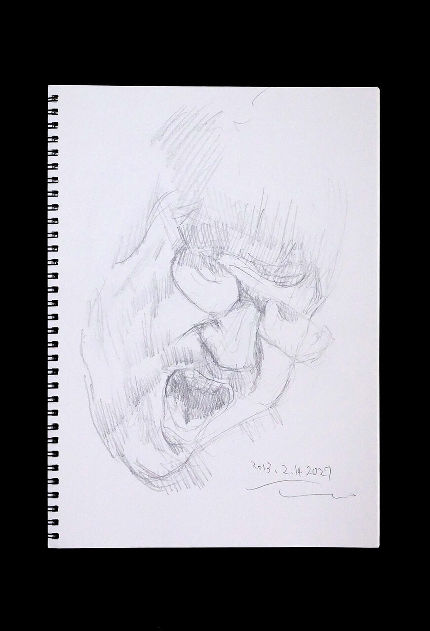 Contemporary artist SHINTAKU Tomoni's 2013/2/14 Self-portrait or pencil drawing