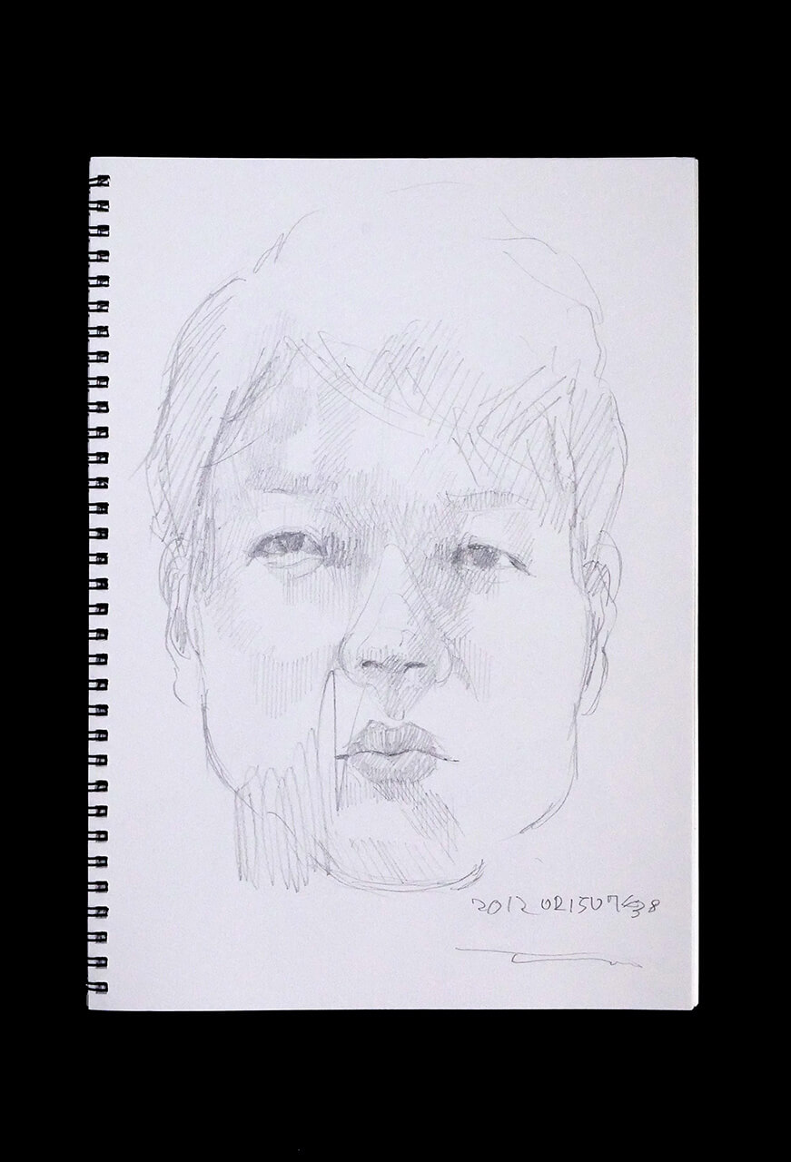 Contemporary artist SHINTAKU Tomoni's 2013/2/15 Self-portrait or pencil drawing