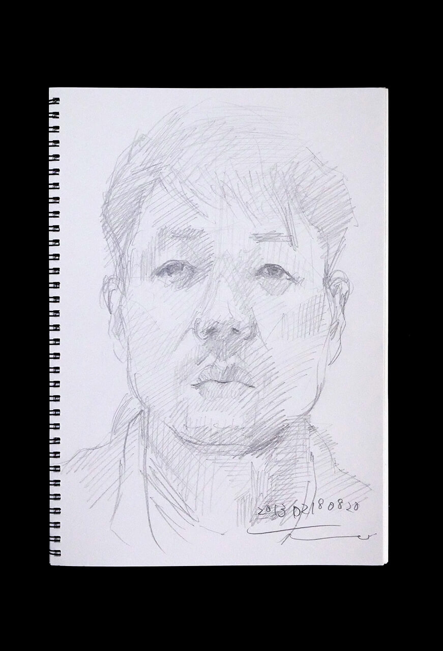 Contemporary artist SHINTAKU Tomoni's 2013/2/18 Self-portrait or pencil drawing