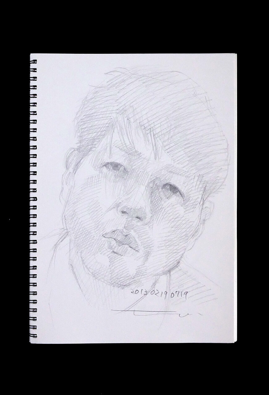Contemporary artist SHINTAKU Tomoni's 2013/2/19 Self-portrait or pencil drawing