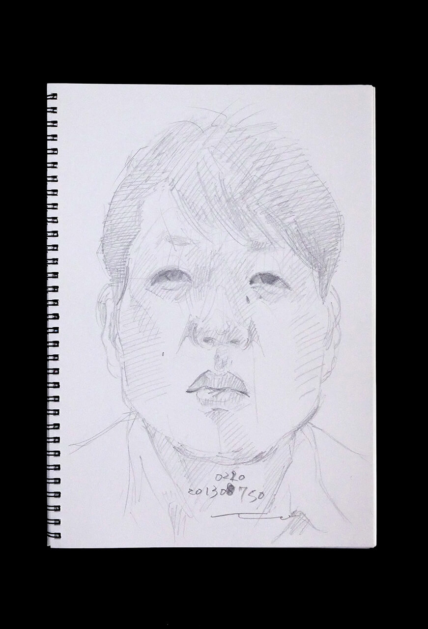 Contemporary artist SHINTAKU Tomoni's 2013/2/20 Self-portrait or pencil drawing