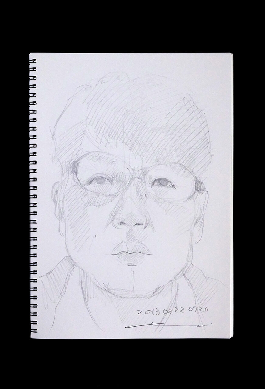 Contemporary artist SHINTAKU Tomoni's 2013/2/22 Self-portrait or pencil drawing