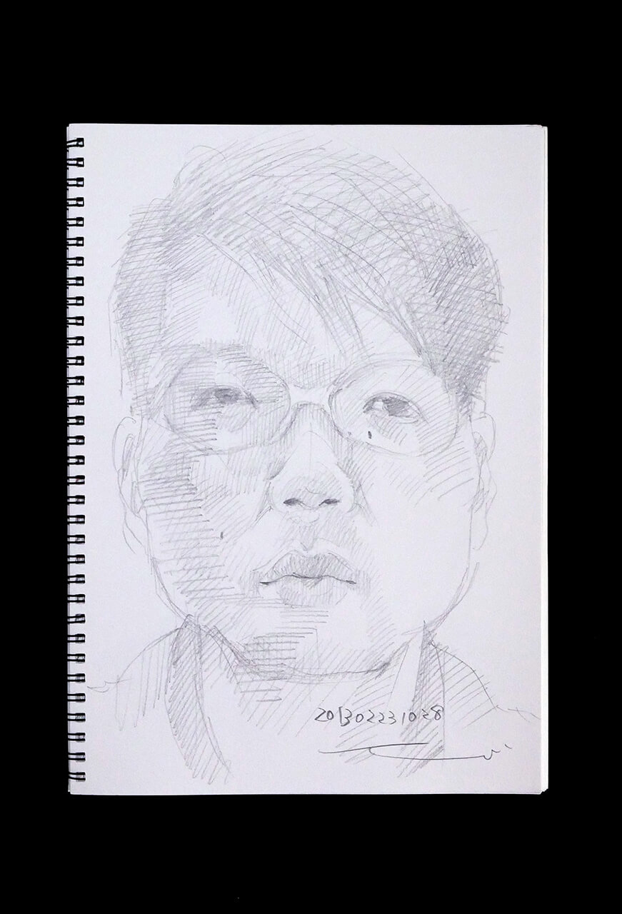 Contemporary artist SHINTAKU Tomoni's 2013/2/23 Self-portrait or pencil drawing