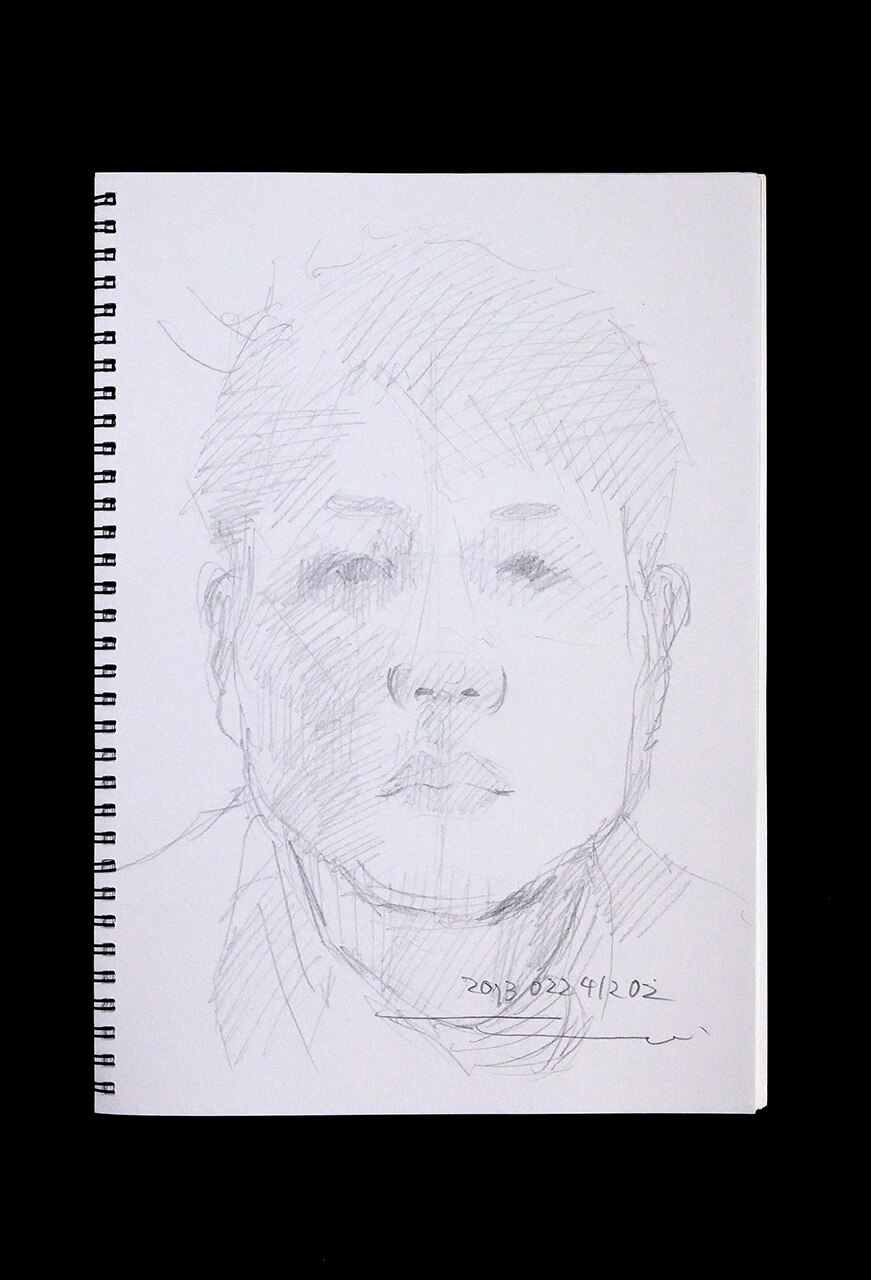 Contemporary artist SHINTAKU Tomoni's 2013/2/24 Self-portrait or pencil drawing