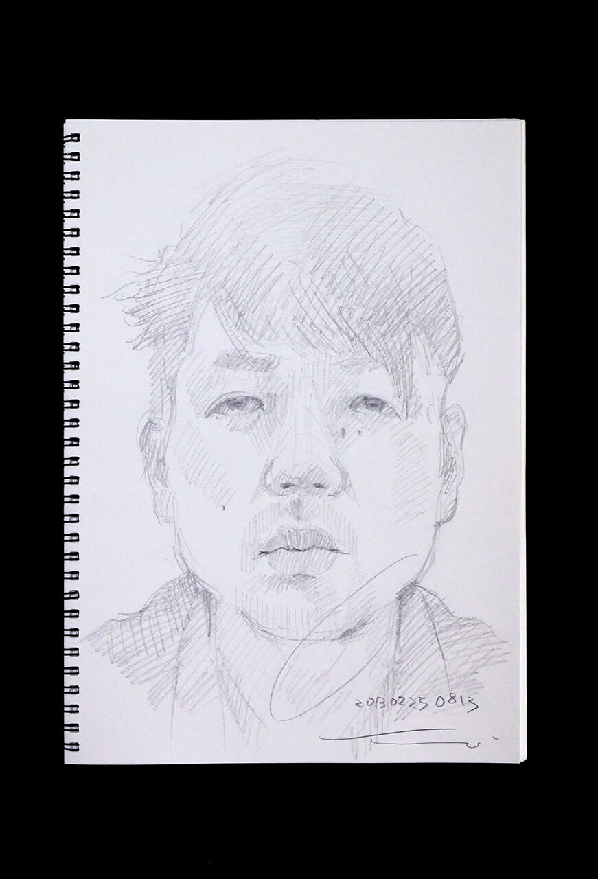 Contemporary artist SHINTAKU Tomoni's 2013/2/25 Self-portrait or pencil drawing