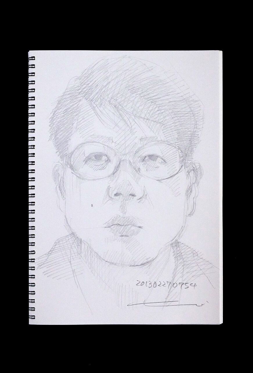 Contemporary artist SHINTAKU Tomoni's 2013/2/27 Self-portrait or pencil drawing