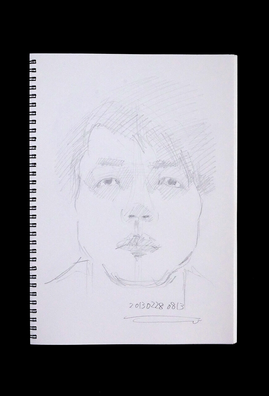 Contemporary artist SHINTAKU Tomoni's 2013/2/28 Self-portrait or pencil drawing