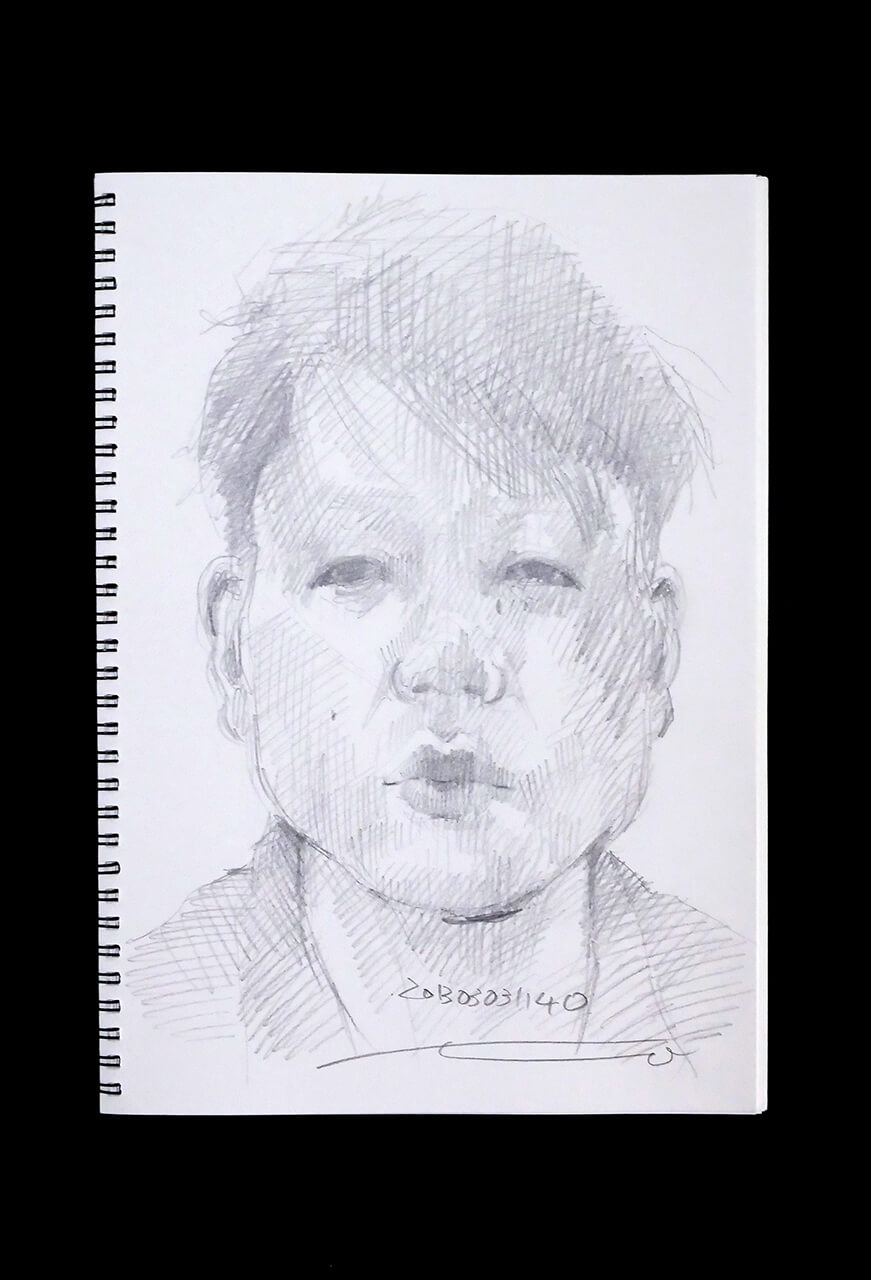 Contemporary artist SHINTAKU Tomoni's 2013/3/3 Self-portrait or pencil drawing