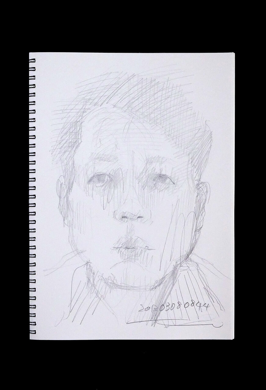 Contemporary artist SHINTAKU Tomoni's 2013/3/8 Self-portrait or pencil drawing