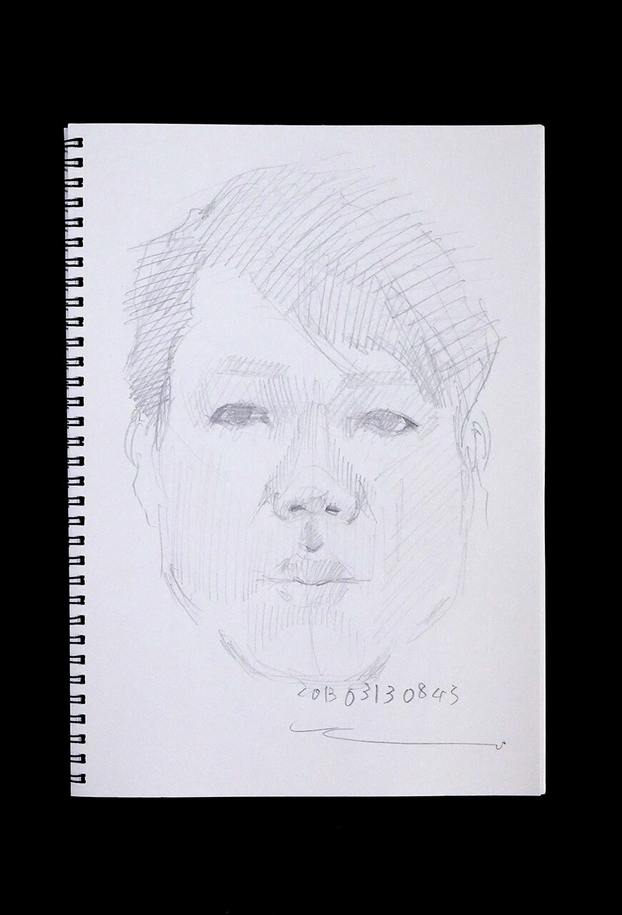 Contemporary artist SHINTAKU Tomoni's 2013/3/13 Self-portrait or pencil drawing