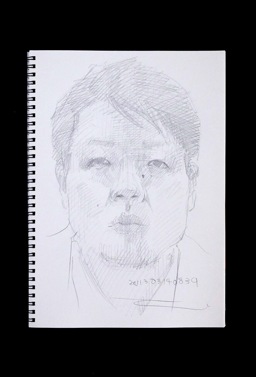 Contemporary artist SHINTAKU Tomoni's 2013/3/14 Self-portrait or pencil drawing