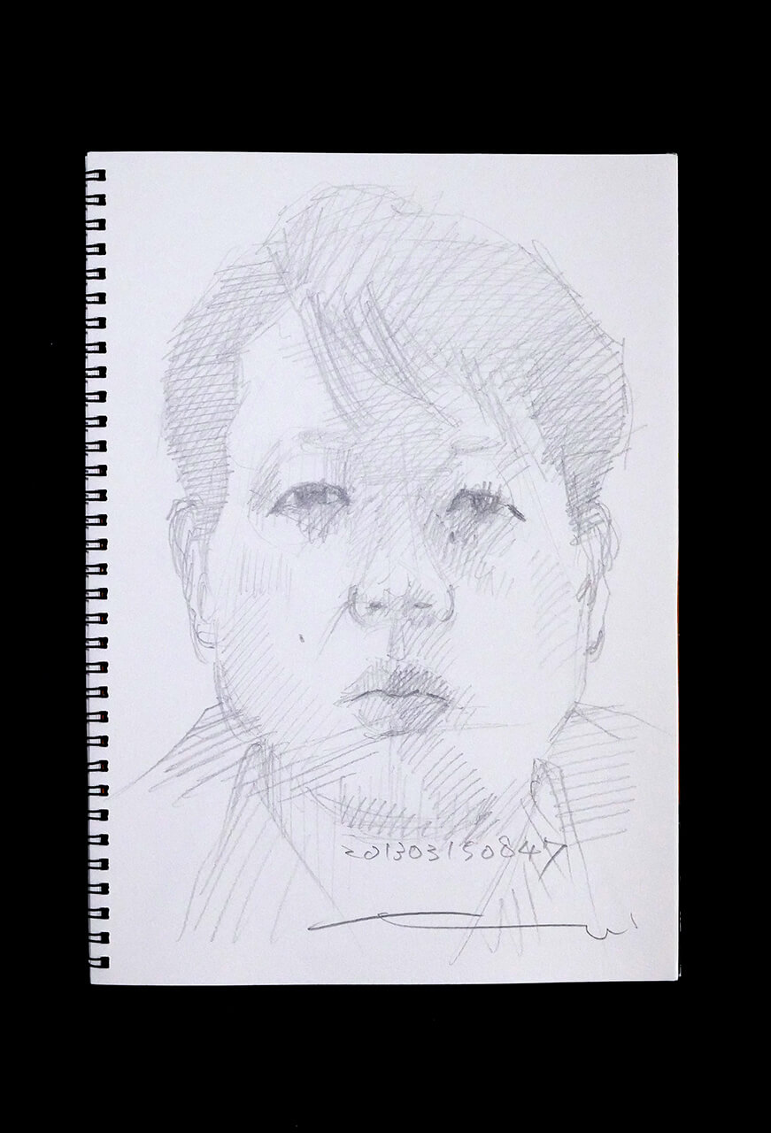 Contemporary artist SHINTAKU Tomoni's 2013/3/15 Self-portrait or pencil drawing