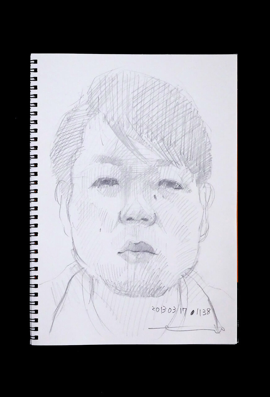 Contemporary artist SHINTAKU Tomoni's 2013/3/17 Self-portrait or pencil drawing