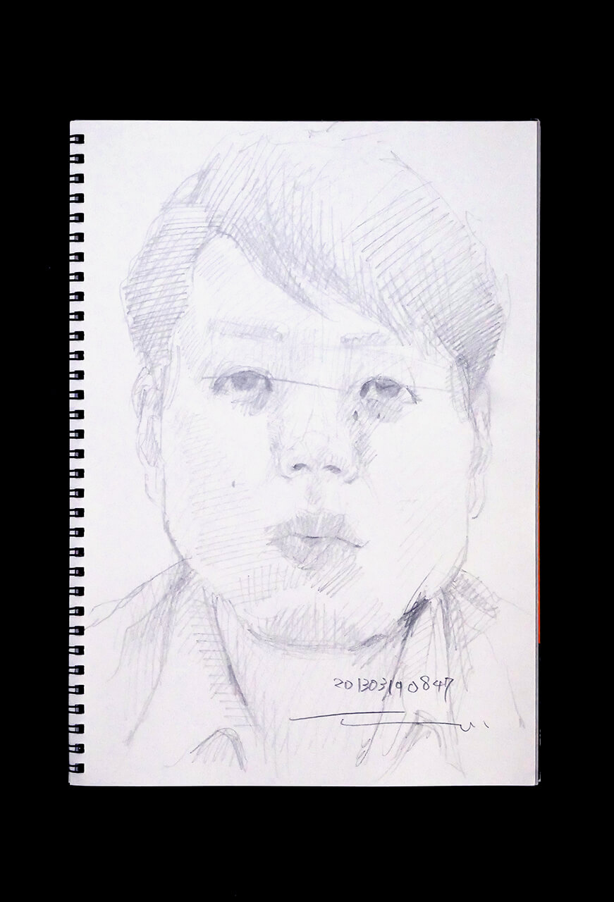 Contemporary artist SHINTAKU Tomoni's 2013/3/19 Self-portrait or pencil drawing